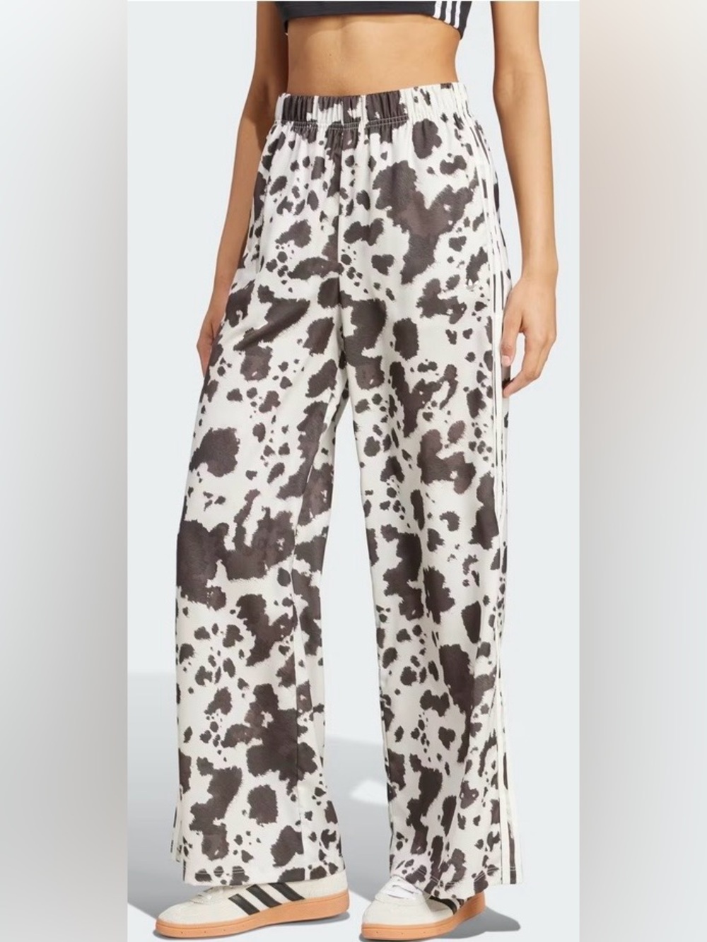 BRAND NEW ADIDAS ORIGINALS PRINTED SATIN WIDE LEG PANTS. $95 RETAIL. SOLD OUT. - Picture 2 of 14